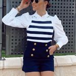 ZARA Blogger’s Fav|NWT Navy High Waisted Detailed Button Shorts Photo 3