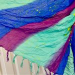 Multicolor Handmade Green & Purple Stripe Tassel Scarf Womens One Size Photo 2