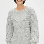 Gap Wool Cable Knit Sweater Small Gray | Chunky Knit Fall Winter Cozy Photo 0