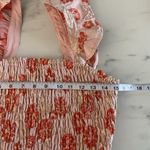 Lulus Womens Floral Smocked Crop Top Small Dusty Pink Gold Metallic Ruffle NEW Photo 8