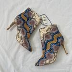 EXPRESS NWT  90s Style Gray Blue Multi Snake Print Stiletto High Heel Boots US 7 Photo 0