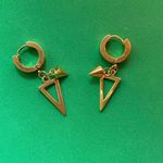Titanium Steel Spike Dangle Drop Earrings for Men Women,Punk Hip Hop Earrings Gold Photo 1
