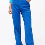 ZARA NWT Blue Corduroy Wide Leg High Waist Full Length Pants Size 12 Photo 13