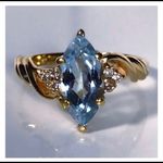 14KT MAGNIFIECENT LIQUID SKY BLUE TOPAZ W/ 6 BRILLIANT DIAMOND ACCENT REGAL RING Gold Photo 11