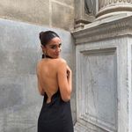 ZARA dress midi black halter neck linen fringed fringes boho Photo 6