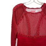 Free People  Cherry Red Long Sleeve Lace Sheer Mini Dress Women’s Size Small NWT Photo 4