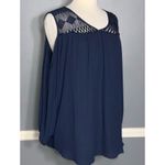 Sami & Jo 🌸3/$15🌸 Sapphire Blue Cold Shoulder Long Sleeve Lace Flowy Blouse XL Photo 2