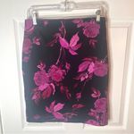 EXPRESS  Y2K Floral Mini Pencil Skirt Black Pink 5/6 Photo 3
