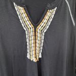 LOGO By Lori Goldstein 2X Black Cotton Embellished V-Neck Tunic Top Boho Chic Photo 2