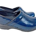 Sanita Blue Croc Embossed Patent Leather Clog Womens EU 37 Comfort Professional Photo 9