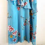 Avec Les Filles  Dress Blue Painterly Boutique Ruffle Georgette Midi Dress 2 NWT Photo 13