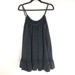 Lacausa  Reina Mini Dress Babydoll Oversized Shirred Neckline Ruffle Hem Black M Photo 5
