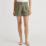 Quince Stretch Crepe Pleated Short in Olive Size 8 Green Photo 10