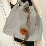 Dooney & Bourke Gray Nylon Drawstring Bucket Shoulder Bag Photo 4