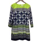 Crown & Ivy  print dress. Size 4. Neon green and navy Photo 1