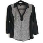 BCX  Black and Gray Button Front Career Blouse M Photo 0