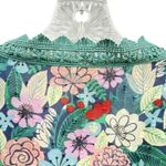 Matilda Jane  Women's Floral Print Long Sleeve Blouse Lace‎ Trim Peasant V Neck L Photo 7