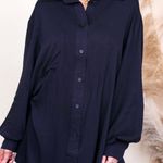 New Black Collared Neck Long Sleeve Top/Dress Size Medium Photo 2