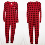 PINK - Victoria's Secret PINK Victoria’s Secret Thermal Sleep Onesie Buffalo Check Plaid Red Black Photo 2