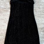 Urban Social Women’s XS Black Silver Metallic Velvet Strapless Midi Dress Retro Photo 0