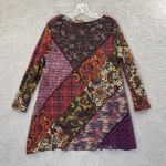 Ali Miles Tunic Top Patchwork Mixed Media Boho Artsy Paisley Floral Women Medium Purple Photo 1