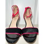 ESSENTIEL Antwerp Heels Sandals Black Pony Hair Neon Pink Trim Ankle Strap 9.5 Photo 1