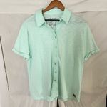Peace Love World  Collared Gauze Top Mint Green Photo 0