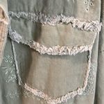 She & Sky  sage green embroidery distressed stap button jacket drop shoulder Photo 3