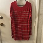 Free People  Waffle Knit High Low Oversized S Red/Beige Nautical Cherry Girl Boho Photo 5