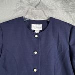 Vintage Reina Blazer Womens 10P Navy Blue Pearl Button Embroidered Career Jacket Photo 4