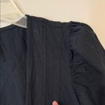 Free People  black v-neck soft light denim top with bubble sleeves Photo 4