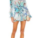 Hemant and Nandita NWOT x Revolve Teien In blue Romper colorful coquette coastal chiffon watercolor floral Print Long Sleeve Shorts Photo 0