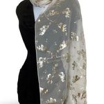 Sheer Silky Feel Scarf with Angels White Photo 0