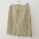 EXPRESS World Brand Vintage 90s Leather Midi Skirt Cream Size 5/6 Photo 7