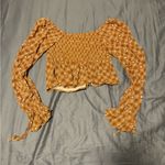 Rewind  Rust Orange Puff Sleeve Smocked Crop Top Photo 1