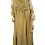 Miss New York high neck cut out Sequenced & beaded dress and scarf size 16 Gold Photo 0