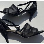 Amelia Grace Shoes Women’s Size 10 Palm Print Fabric Heels Slip On Open Toe Heel Black Photo 8