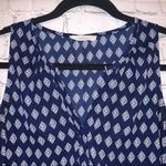 Lush Clothing Lush Blue Sleeveless V Neck Diamond Print Blouse Photo 1