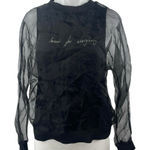 ZARA Made for Eveybody Women's Black Mesh Crewneck Long Sleeve Blouse Top Size M Photo 0