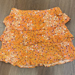 Floral Orange Tiered Ruffle Skirt Photo 0
