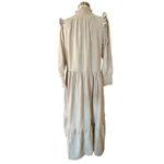 Roberta Roller Rabbit ROLLER RABBIT Maxi Dress Delfia Beige Ruffle Trim High Neck Long Sleeves Small Photo 9