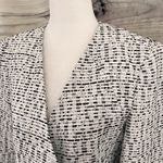 Topshop White & Black Tweed Open Front Zipper Pocket Blazer Jacket Photo 7