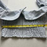 Apiece Apart Off Shoulder Ruffle Crop Top Pale Blue Denim Smocked Back 0 Photo 5