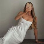 ZARA White Silk Satin Dress Photo 2