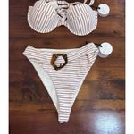 Tularosa  Tasya High Waist Bottom M & Tasya XL Top in Bronze Stripe NWT Photo 3