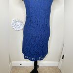 Uncle Frank NTM:  Navy & Black Lace Dress with Keyhole Back Ruching Waist Sz M Photo 9