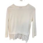 J crew medium white long sleeve sweater lace bottom crew neck cotton medium Photo 4