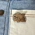 Handmade Engraved Wooden Hibiscus Flower Pin Brown Photo 1