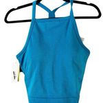 All In Motion NWT Blue Ribbed Seamless Tank Shelf Bra Size Large High Neck Photo 0
