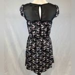 American Rag black and mauve sheer detail bird print dress size small Photo 3